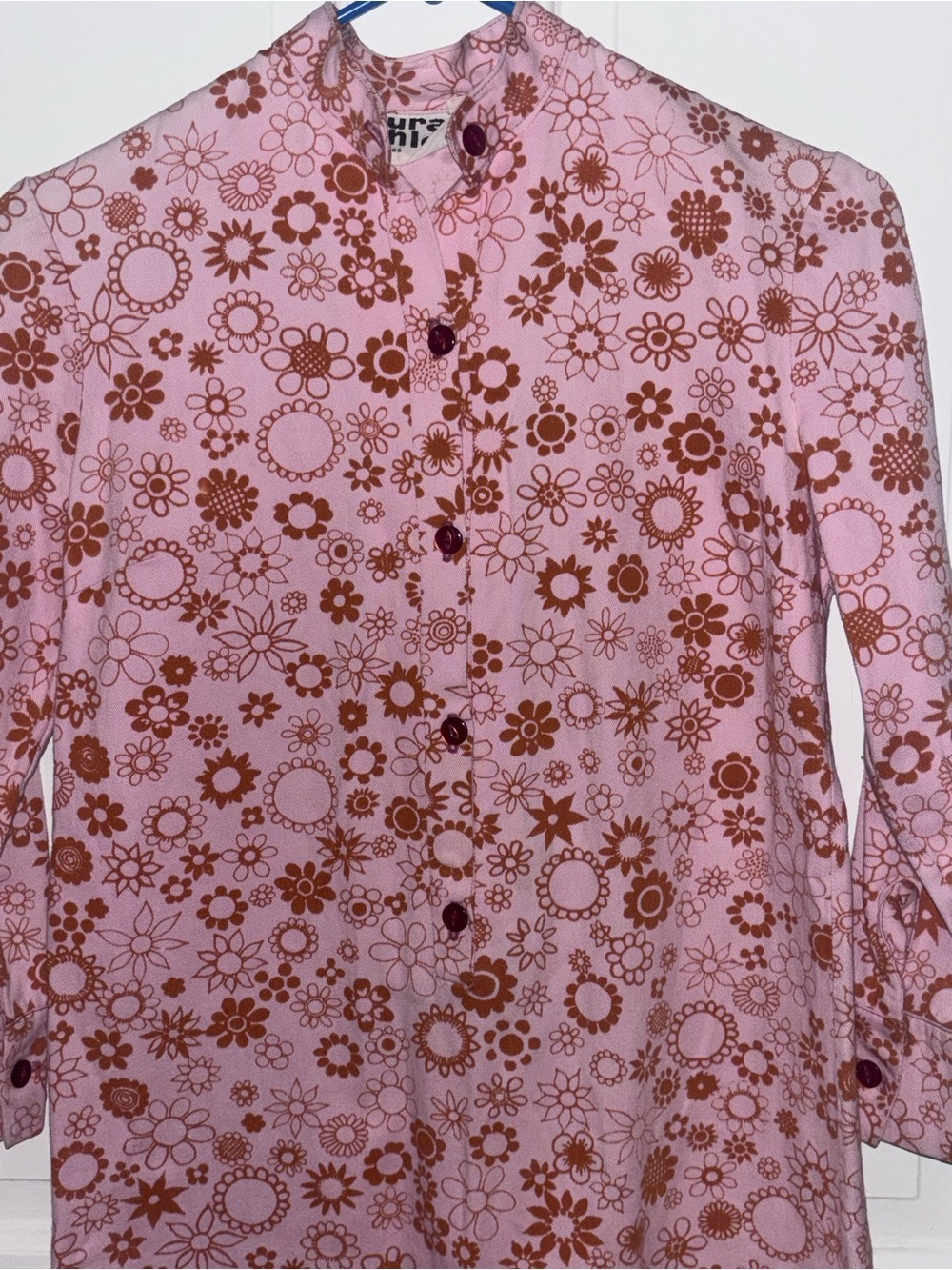 RARE Vintage Laura Ashley Wales Pink Floral Mod Mini Dress 60s 70s Made in Wales - Picture 4 of 10
